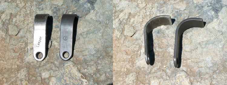 Сравнение старого от Leeper (слева) и нового от Moses (справа) крючьев 